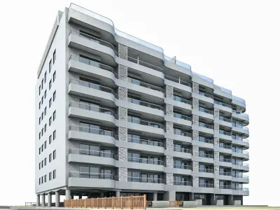 Modern Apartment Building 04 Low-poly 3D model