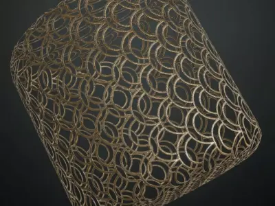 Elegant Fan-Pattern Gold Metal Grill PBR Seamless Texture