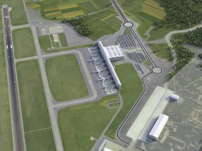 Zagreb Franjo Tudjman Airport Low-poly 3D model
