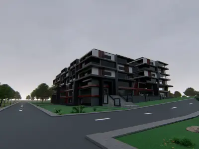 Cubic complex building 3D model