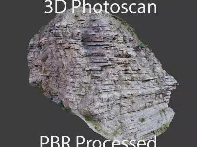 PBR Mountain Cliff Sediment  Alps Scan Low-poly 3D model