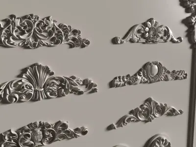 Collection stucco molding frame Low-poly 3D model