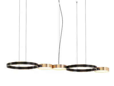 MAVIS chandelier with four circular lights hanging from ceiling 3D model
