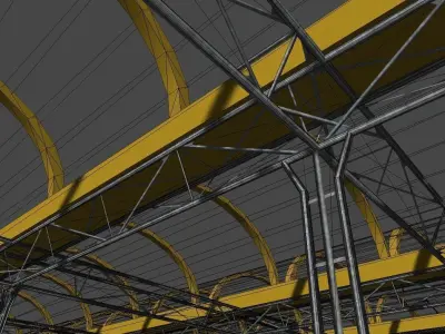 Supermarket roof of building Low-poly 3D model