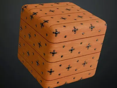 Medieval Horizontal Wood Planks with Iron Floral Studs PBR  Texture