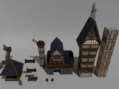 Medieval Tower Abitation Asset Pack Low-poly 3D model