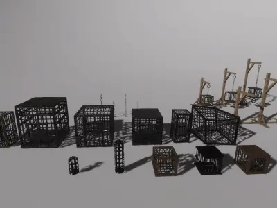 Game Ready  Fantasy Cages Pack Low-poly 3D model