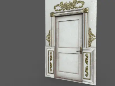 Old White Wood Door Low-poly 3D model