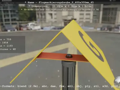 Flugmarkierungshaube mit Aluminiumpfosten 400x300mm 45 Low-poly 3D model