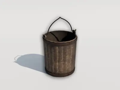  Medieval Wooden Bucket PBR 