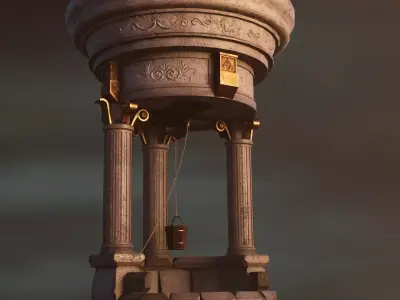 Low Poly Water Well 3D model Low-poly 3D model