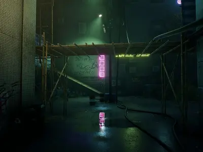 Neon City Low-poly 3D model