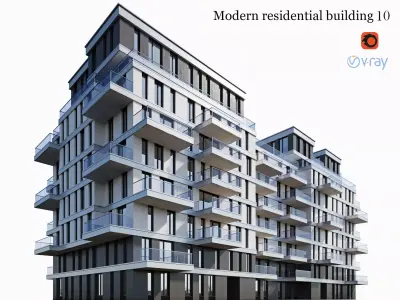 Modern residential building 10 3D model