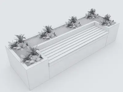 Modern Bench Street and Garden 8 3D model