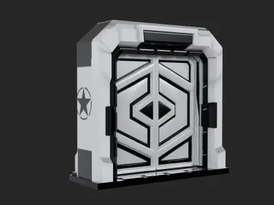 Sci-fi door Low-poly 3D model 6