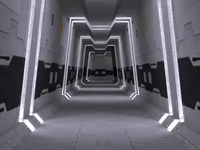 Scifi Tuunel Low-poly 3D model