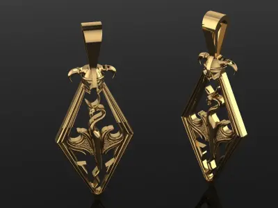 Pendant pair of gold plated earrings 3D print model