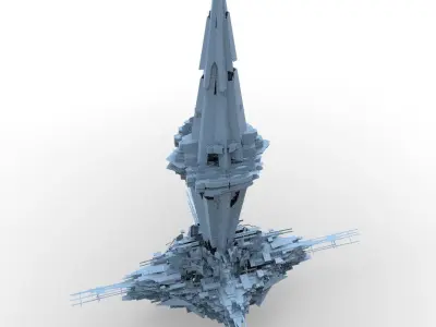 Core crystal Shard Bridge Buildings Full Kitbash 3D model