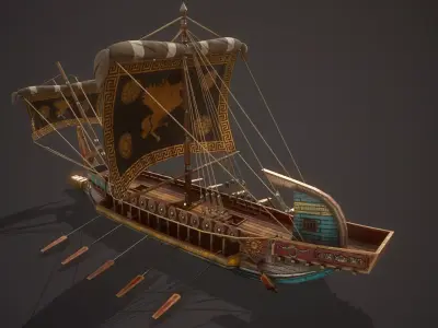 Ancient Ship Trireme 01 Low-poly 3D model