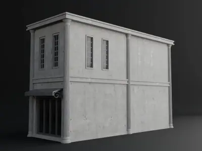 OLD RETRO CLASSICAL BUILDING 2 Low-poly 3D model