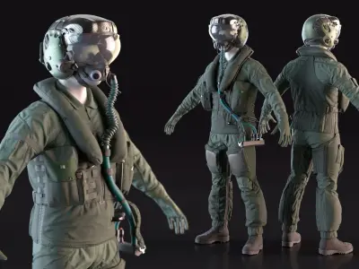  Advanced Jet Fighter Pilot Suit and Helmet 