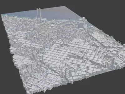 Barcelona City Low-poly 3D model