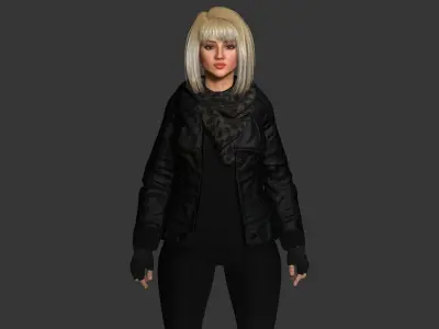 Emely -Blonde American Woman Rider Outfit Realistic 3D Character Low-poly 3D model