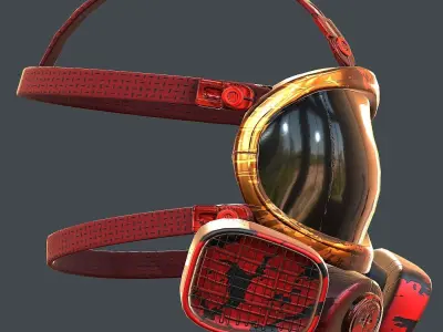 Gas mask helmet 3d model scifi Low-poly  Low-poly 3D model