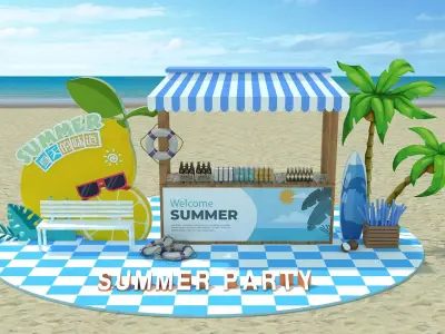 Beach leisure 3D model purchase