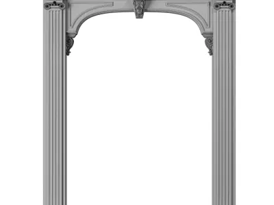 blk wood classcial decorative plaster art 004 3D model