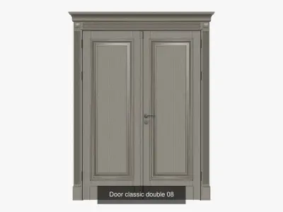 Classic wooden interior doors glass with furniture 3D Model Pack