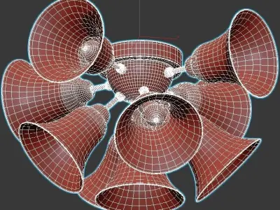 oneida chrome and glass ceiling light fixture 3D model