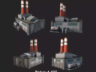Old Abdoned Factory Low Poly Model Low-poly 3D Low-poly 3D model