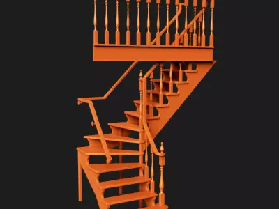 Ladder-L orange staircase 3D model