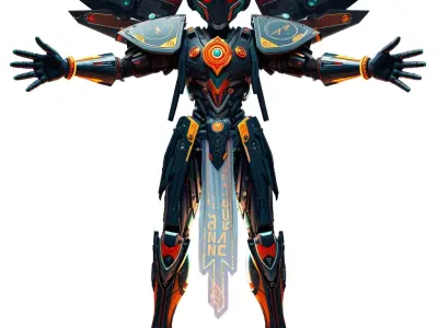 Cyber Mecha Guardian model pack Low-poly 3D model