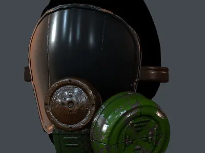 Gas mask helmet 3d model scifi Low-poly  Low-poly 3D model