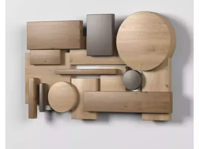 Modern wood Wall collection - various shapes and sizes and tints 3D Model Pack