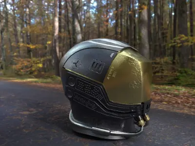 Sci fi medium poly Helmet  Low-poly 3D model