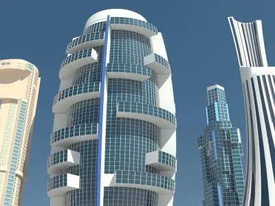 Skyscrapers futuristic skyscraper 3D model