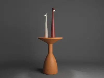 Elegant Slim Conical Stem Table Lamp And Bedside Table 3D model