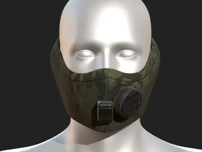 gas mask helmet scifi low poly pbr combat Low-poly 3D model