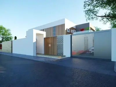 High-quality 3D model of a modern two-story villa Low-poly 3D model