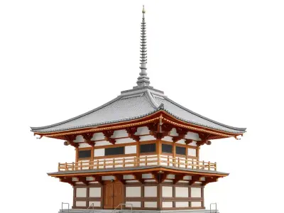 Traditional Pagoda model pack Low-poly 3D model