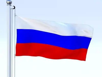 Animated Russia Flag Low-poly 3D model