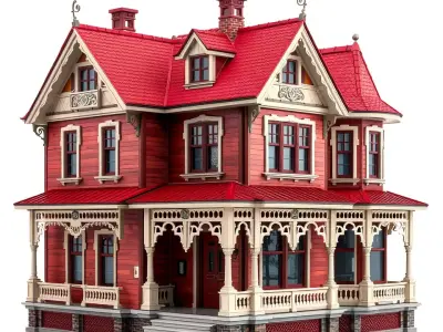 Victorian Red House model pack Low-poly 3D model purchase