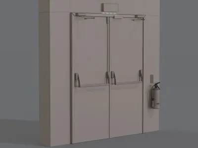 Double Fire Exit Doors Red 3D model