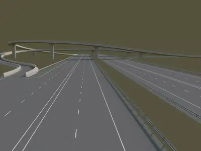 T Shape Highway Interchange Low-poly 3D model