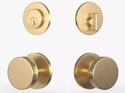 Tumalo Knob - Brass Cylinder Round Deadbolt 3D model