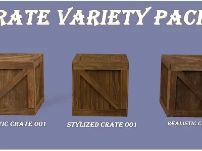 Wooden Crate Variety Pack Low-poly 3D model