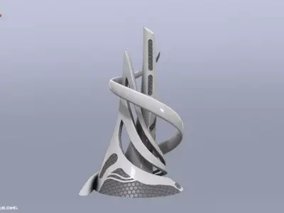 Scifi building Low-poly 3D model get